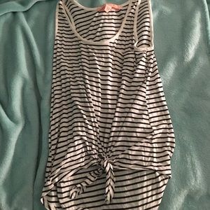 Black and white striped top with front tie